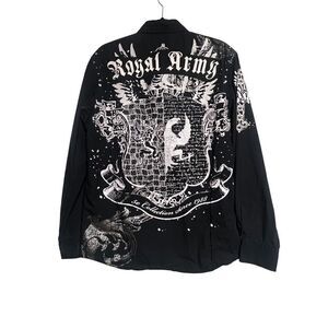 Royal Army Black Long Sleeve Button Up Shirt Size Large